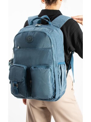 Baginn Unisex Klinkır Okul Çantası Lise Ortaokul Üniversite Sırt Çantası 45*30 cm Hafif Kumaş Çok Cepli