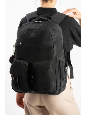 Baginn Unisex Klinkır Okul Çantası Lise Ortaokul Üniversite Sırt Çantası 45*30 cm Hafif Kumaş Çok Cepli