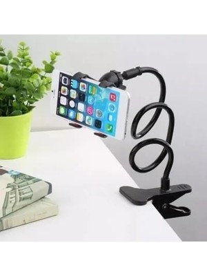 Telefon Tutucu 360 Derece Haraket Edebilen Kelepçeli Montaj, Esnek Kollu Telefon Tutucu, Yatak Odası Masaüstü Ofis Kütüphane Mutfak Kolay Kurulum Esnek ve Güçlü Çok Amaçlı Evrensel Telefon Tutucu