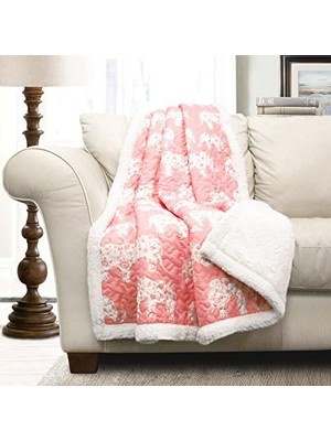 Lush Decor Fil Geçit Töreni Bulanık Tersinir Sherpa Battaniye, 152 cm x 127 Cm, Gri ve Beyaz