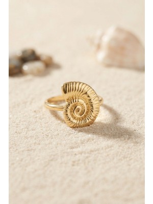Mç Plus Erb Nautilus Tasarım Gold Renk Kadın Yüzük