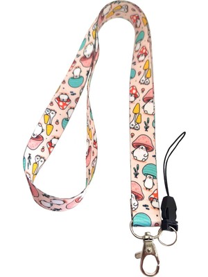 TeOra Store Mantar Desenli Boyun Ipi Telefon Askısı Lanyard