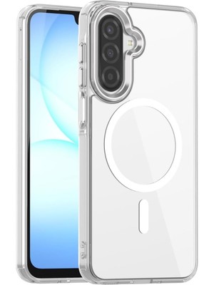TeOra Store Psr Aksesuar  Galaxy A17 Uyumlu Kılıf - M-Safe Kablosuz Şarj Destekli Şeffaf Sert Darbe Emici Arka Kapak (Şeffaf, Galaxy A17)