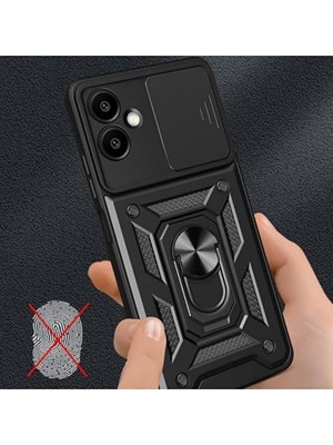 TeOra Store Psr Aksesuar  Galaxy A36 Uyumlu Kılıf – Kamera Korumalı Sürgülü Yüzüklü Armor Zırh Kapak + 9h Ekran Koruyucu Set ( Galaxy A36)