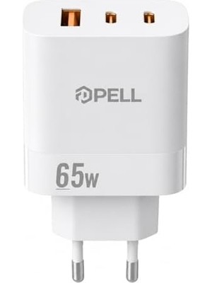 TeOra Store Pell 65W Pd Ultra Hızlı Şarj Başlığı, 2x Usb-C + Usb-A, Akıllı Güç Yönetimi, Laptop ve Telefon ile Uyumlu