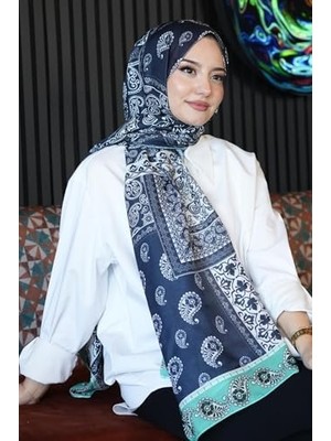 TeOra Store Desen Lacivert Soft Pamuk Şal Lacivert