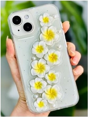 TeOra Store Iphone 13-14 ve 15 ile Uyumlu Epoksi Sarı Çiçek Oyuncak Tasarımlı Esnek Silikon Kılıfı
