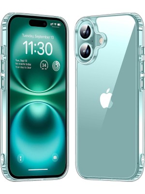 TeOra Store Ehr. iPhone 16 Uyumlu Kamera Çıkıntılı Sert Sararmaz Kristal Mika Şeffaf Kılıf (Şeffaf, iPhone 16)