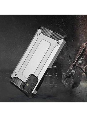 TeOra Store Galaxy A23 ile Uyumlu Çift Katman Koruyucu Crash Military Tank Kılıf - Gold