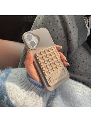 TeOra Store Dikdörtgen Vantuzlu Telefon Tutucu Stand Olabilen Pop-It Telefon Tutacağı Taşınabilir Silikon Yumuşak Telefon Standı Geniş Kullanım Alanı (Beyaz)