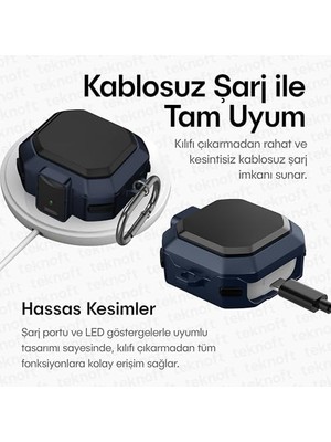 TeOra Store Galaxy Buds 4 Pro ve Buds 4 ile Uyumlu Darbelere Karşı Ultra Güçlü Çift Renkli Sert Kenarlı Mat Silikon Kılıf (Lacivert, Galaxy Buds 4 Pro/4)