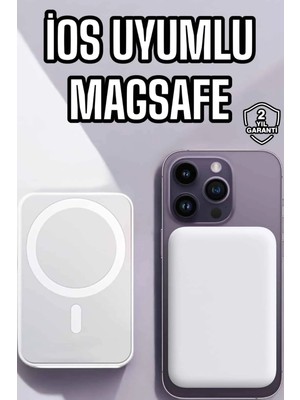 5000 Mah Ios Uyumlu Magsafe Kablosuz Şarj Hızlı Şarj Desteği