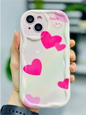 TeOra Store Iphone 15 ile Uyumlu Smile Kalp Baskı Desenli Silikon Kılıf
