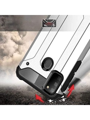 TeOra Store Galaxy M30S ile Uyumlu Çift Katman Koruyucu Crash Military Tank Kılıf - Gold