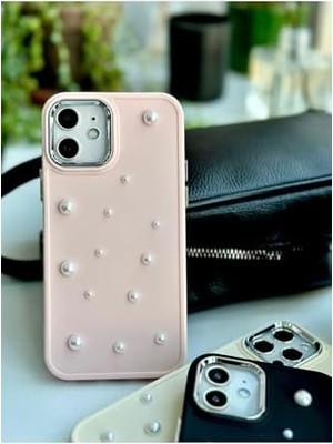 TeOra Store Iphone 12 ve 12 Pro Uyumlu Pearl Tasarım Oyuncaklı Esnek Silikon Kılıf - Pembepearl