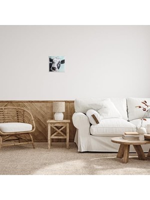 TeOra Store Ev Dekoru Koleksiyonu Mavi Duvar Plakası Üzerine Nazik Çiftlik Inek Boyama Sanatı, 30 x 40 Cm, Çok Renkli