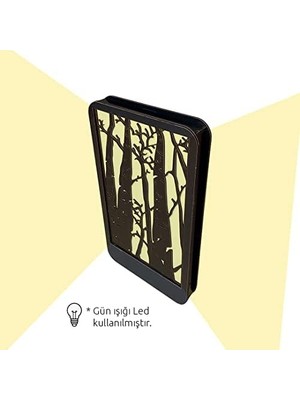 TeOra Store DECO-7006 LED Işıklı Ağaç Desenli Ahşap Dekor