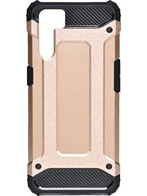 TeOra Store Oppo Reno 3 ile Uyumlu Çift Katman Koruyucu Crash Military Tank Kılıf - Rose Gold
