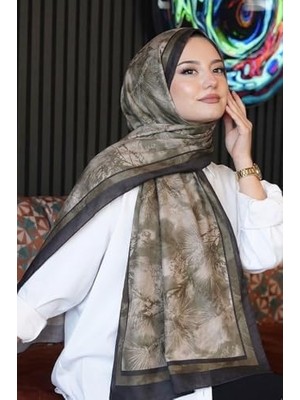 TeOra Store Soft Bitki Desen Haki Soft Pamuk Şal