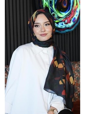 Yaprak Desen Koyu Yeşil Soft Pamuk Şal Kiremit