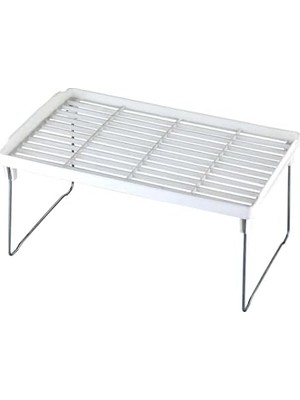 TeOra Store Metal Ayaklı Mutfak Banyo Rafı, Tezgah Üstü Organizer, Dolap Içi Düzenleyici, Plastik Raf, Beyaz (Küçük)