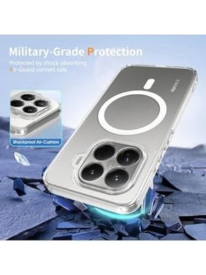 TeOra Store - Xiaomi Mi 15T Pro ile Uyumlu Kılıf Kamera Korumalı Magsafe ile Uyumlu Şarj Özellikli Şeffaf Silikon Kapak - London - Şeffaf