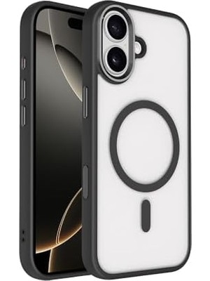 TeOra Store Senon Apple iPhone 17 Için Kılıf Magsafe Uyumlu Şarj Özellikli Zore Krom M-Safe Silikon Kapak (Siyah)