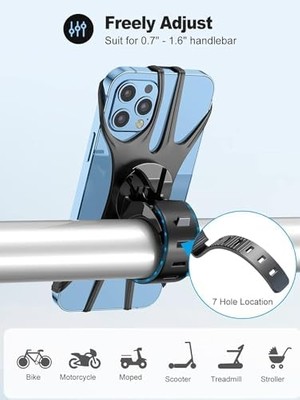 TeOra Store Bisiklet Için Silikon Telefon Tutucu, 360 Derece Dönebilen, Tüm Telefonlarla Uyumlu, Güvenli ve Esnek Tutuş, Dayanıklı Açık Hava Aksesuarı