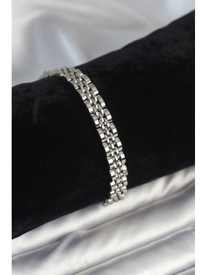 Inure Jewelry 316L Çelik 7 mm Kalınlıkta Gümüş Renkli Erkek Bileklik