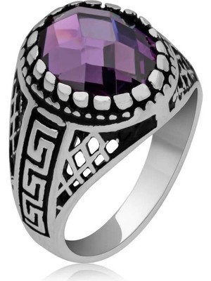 Inure Jewelry Gümüş Lila Zirkon Taşlı Çocuk Erkek Yüzük