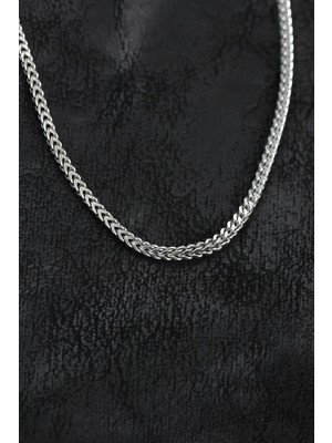 Inure Jewelry 316L Çelik Gümüş Renk Foxtail Model Zincir Erkek Kolye