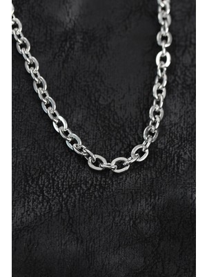 Inure Jewelry 316L Çelik Gümüş Renk Rolo Zincir Erkek Kolye