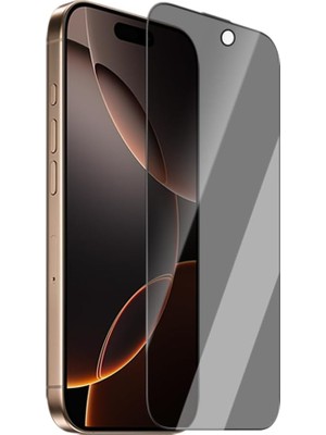 TeOra Store iPhone 16 Pro Max ile Uyumlu  Crystal Shadow Serisi 0.15MM 3D Privacy Hayalet Cam Ekran Koruyucu Siyah