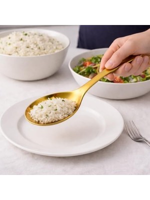 Wheat Grains Global Store Altın Renk Paslanmaz Çelik Kaşık, Modern ve Lüks Tasarım, Ergonomik Tutuş, Dayanıklı Çelik Yapı, Şık Sunumlar, Sofra Servisi, Restoran ve Günlük Kullanım Için Premium Kalite
