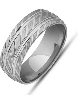 Inure Jewelry Gümüş Kalemli Rodyum Alyans