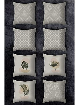 Yake Store Emnasa Çift Tarafı Baskılı 43X43 Kırlent Kılıfı 8'li Set Kombini