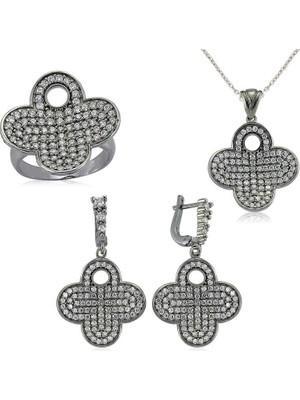 Inure Jewelry Gümüş Çiçek Bayan Set