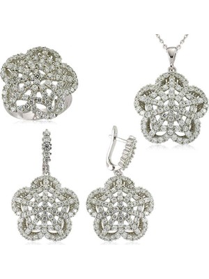 Inure Jewelry Gümüş Çiçek Bayan Set
