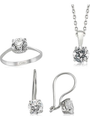 Inure Jewelry Gümüş Tek Taş Bayan Set