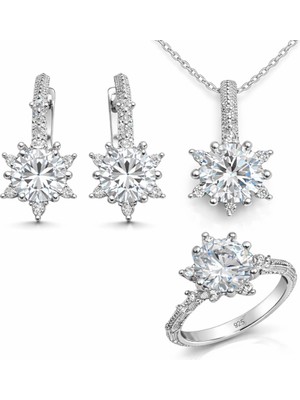 Inure Jewelry ​gümüş Çiçek Desenli Kadın Set