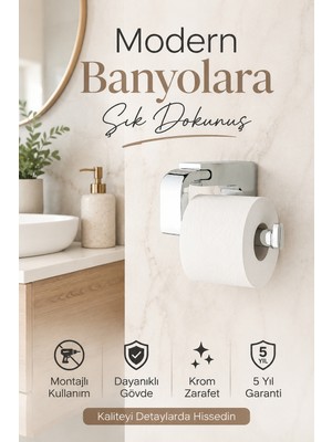 Alper Banyo F1 Model Krom Tuvalet Kağıdı Askısı Paslanmaz Çelik Vidalı Montajlı Wc Kağıtlık 5 Yıl Garantili