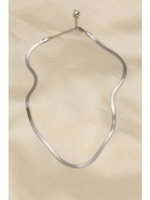 Inure Jewelry 316L Çelik Silver Renk 45 cm İtalyan Zincir Model Kadın Kolye