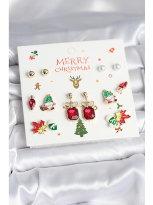 Inure Jewelry 8 Çift Yılbaşı Temalı Kadın Küpe