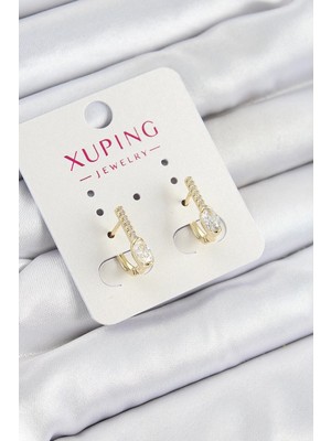 Inure Jewelry Xuping Zirkon Taşlı I Model Gold Renk Kadın Küpe