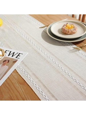 Yake Store Xspring Masa Örtüsü, 13X72 Inç Rustik Çiftlik Evi Stili Keten Masa Örtüsü, Çiftlik Evi Dokuma Ev Dekorasyonu, Makinede Yıkanabilir Yemek Masası Örtüsü, Düğün, Parti, Açık Hava Için