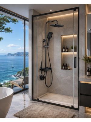 ACAR SU ARMATÜRLERİ Lena Ledli Piano Banyo Yağmur Duş Sistemi Acar 35.01.190