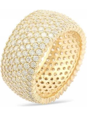 Inure Jewelry Gümüş 7 Sıra Altın Kaplama Tamtur Bayan Yüzük