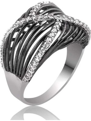 Inure Jewelry Gümüş Beyaz Taşlı Bayan Yüzük