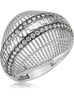 Inure Jewelry Gümüş Çift Sıra Taşlı Bayan Yüzük