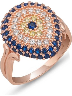 Inure Jewelry Gümüş Rose Damla Nazarlı Kadın Yüzük